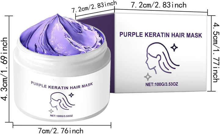 Purple Keratin Hair Mask, Keratin Moisturizing Conditioner, Deeply Conditions, Hydrates, Smooths, and Boosts Shine, Suitable for Damaged Hair