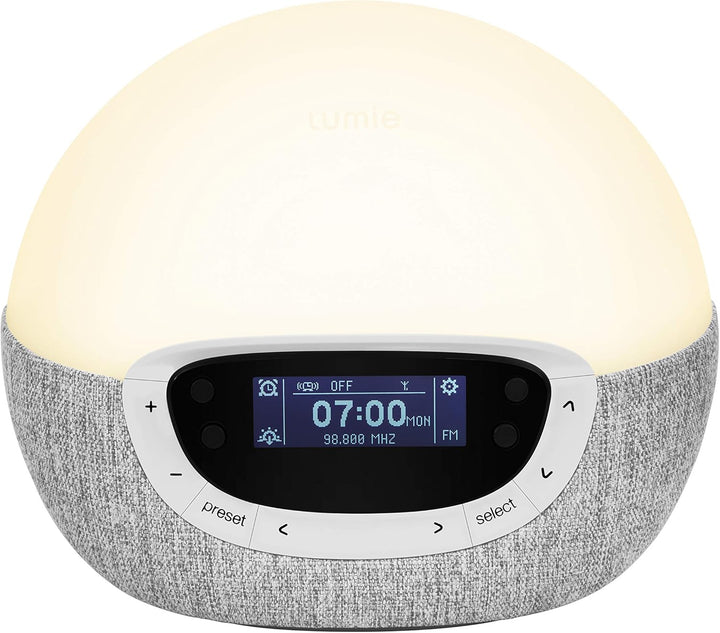 Bodyclock Shine 300 - Wake-Up Light Alarm Clock with Radio, 15 Sounds and Sleep Sunset, White