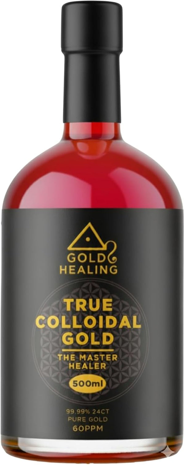 True COLLOIDAL Gold 500Ml - 99.99% 24Ct Pure Gold, Superior Concentration, High 60Ppm Made in the UK