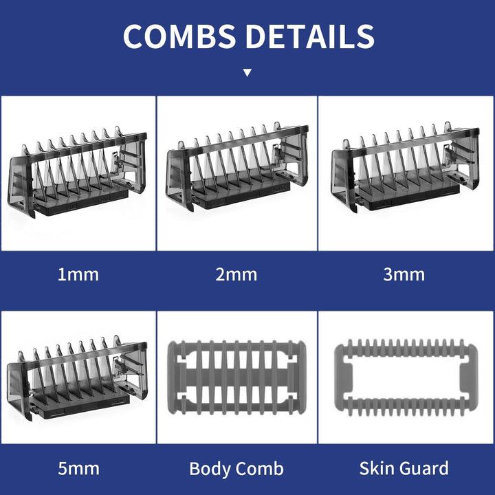 Shaver Stand with Guide Comb Body Skin for Oblade & O Blade Pro QP2520 QP2530 QP2620 QP2630 Face Hair Clippers Beard Trimmer Replacement Pack Kit (6PC+ Stand)