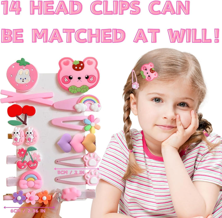 1189 Pcs Hair Bands and Bobbles Set - Colorful Elastic Ties, Cute Clips, No Damage Barrettes Accessories for Girls, Kids and Children with Fine Hair