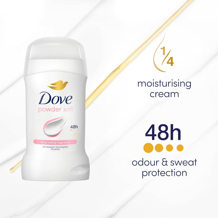 Powder Soft Women'S Antiperspirant Deodorant Cream Stick for 48 Hour Sweat Protection and Long-Lasting Fragrance with ¼ Moisturising Cream 50 Ml