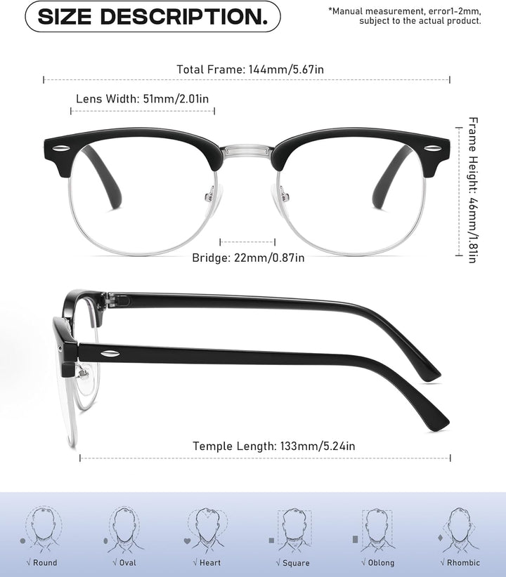 2 Pack Blue Light Blocking Glasses, anti Blue Light Gaming Glasses, Retro Fashion Frame Non-Prescription Lens, anti Fatigue Headache Computer Screen Glasses for Women and Men,Unisex round Glasses