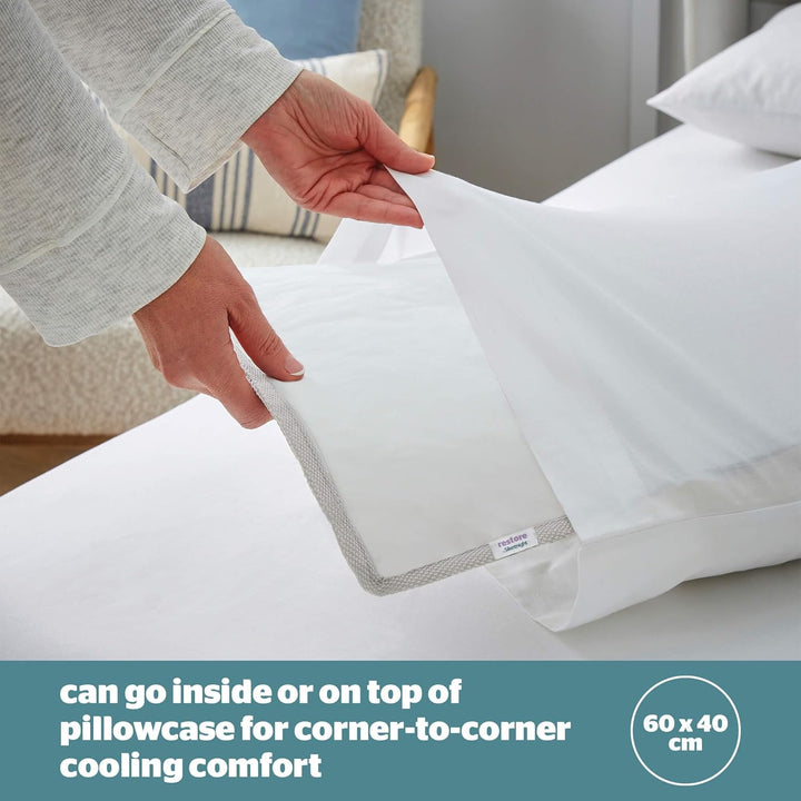 Restore Cooling Gel Pillow & Mattress Pad - Helps Absorb Body Heat Prevent Overheating - Improve Sleep Quality for Night Sweats Hot Flushes Menopause - Cool Mat for Bed Sofa Car Travelling