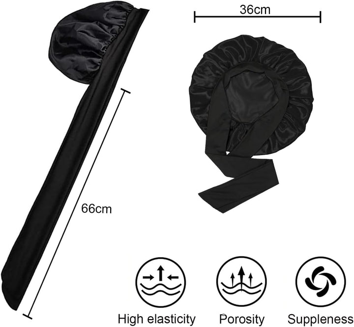 Silk Bonnet,Adjustable Satin Hair Bonnet,Soft and Comfortable Silk Sleep Cap(Black)