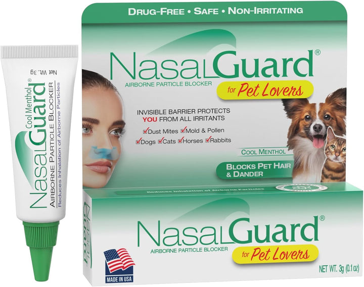 For Pet Lovers Allergy Relief, Pet Hair & Dander Blocker Nasal Gel - Drug-Free, Safe for the Whole Family, Non-Irritating, Moisturizing, Made in USA (Unscented, 3 Gram)