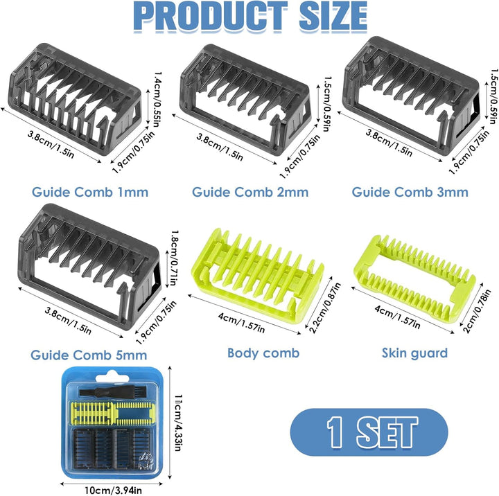 Guide Comb Attachments for Philips One Blade QP2724 QP2734 QP2824 QP2520/30 QP2620/30, 4 Guide Guards Set 1/2/3/5Mm for Hybrid Electric Trimmer Attachments
