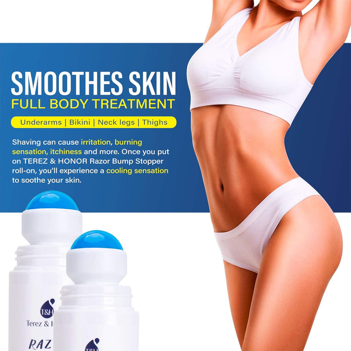 Razor Bump and Ingrown Hairs Serum - after Shave Solution Roll-On for Ingrown Hairs, Razor Burns and Razor Bumps for Men and Women