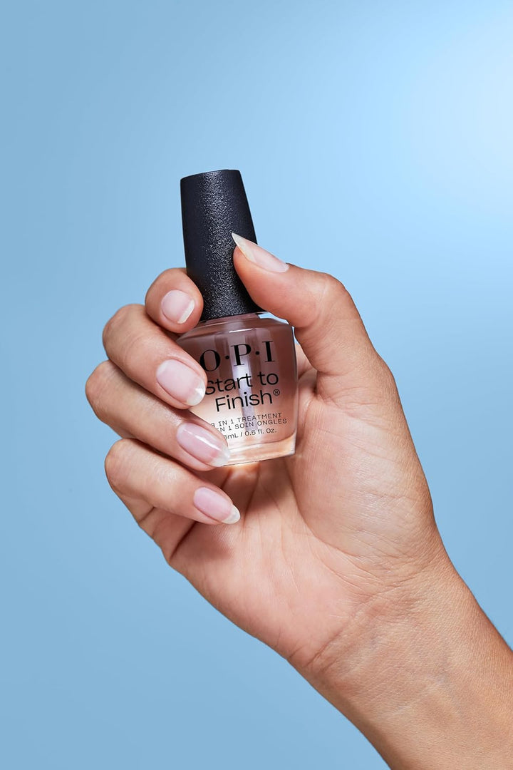 Start to Finish 3In1 Nail Polish Treatment Leaving Long Lasting Shine, Clear Nail Polish Base Coat, Top Coat & Strengthener Treatment with a Vegan Formula, Vitamins a & E for Damaged Nails, 15Ml