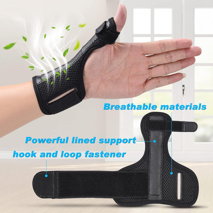 Thumb Brace Reversible, Thumb Spica Splint for Right & Left Hand, Breathable Thumb & Wrist Support with Two Metal Splint, Trigger Thumb Immobilizer for Arthritis, Tendonitis, Sprains, S