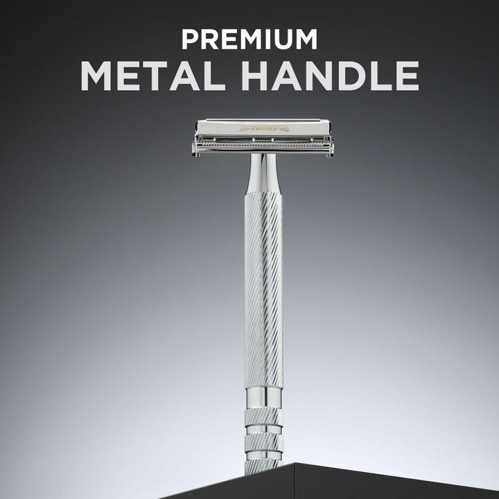 Double Edge Razor for Men, Barber'S Style Wet Shavers for a Close and Comfortable Shave, 1 Double-Sided Razor Handle plus 5 Blades Refills Pack