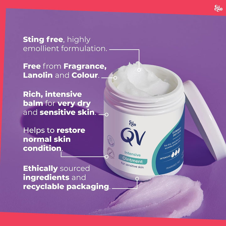 Intensive Ointment (450G) Soothing Moisturiser for Extremely Dry and Sensitive Skin, Rich Intensive Balm, Fragrance Free, Noncomedogenic, Sting Free Skin Care for Eczema, Psoriasis, Dermatitis