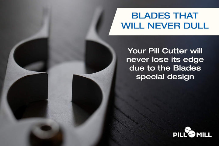 Pill Cutter Splitter by  - Metal Blades That Will Never Dull - Grip Handle Helps to Cut Small or Large Pills with Ease - Light and Durable Tablet Divider - Perfect Medicine Slicer for Travel