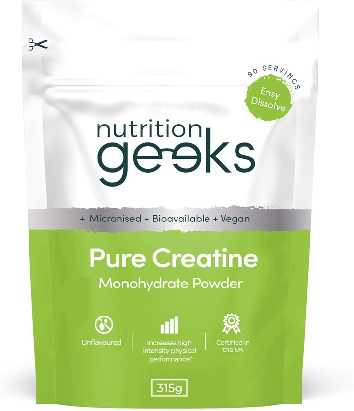 Pure Creatine Monohydrate Powder - 315G (90 Servings) - Easy Dissolve Creatine Powder, Unflavoured & Micronised (Not Creatine Gummies or Creatine Tablets), Vegan Creatine for Women and Men