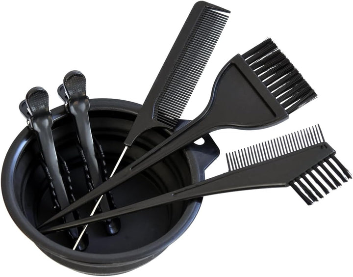 6Pcs Hair Dye Set Hair Colouring Tools Tinting Brush Mixing Bowl Double-Sided Coloring Comb Crocodile Hair Clips Pin Tail Comb