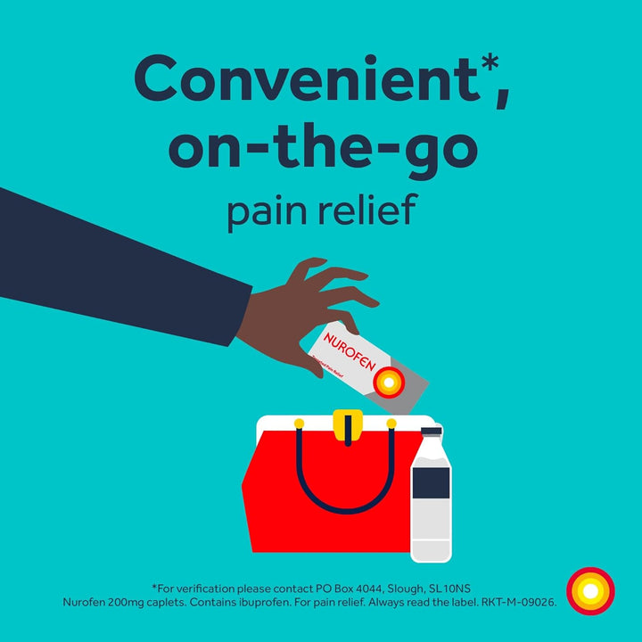 Ibuprofen 200Mg Tablets, 16 Caplets for Headache, Migraine, Back Pain, Cold & Flu Relief, 8-Hour Painkiller, Over-The-Counter Medication