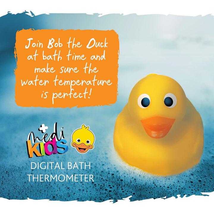 Medikids Duck Bath Thermometer - Waterproof, Color-Coded Display, Quick-Read, Energy Saving, Auto Off, Educational Temperature Toy, Child-Safe, Ideal for Babies & Toddlers