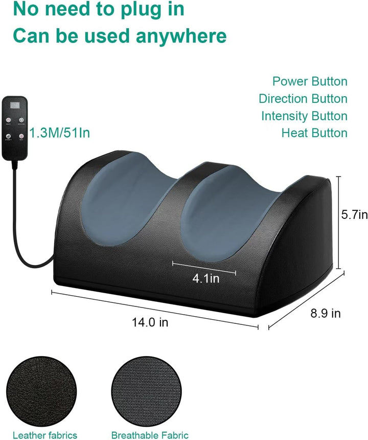 Shiatsu Foot Massager with Heating Function, Relaxes Leg Muscles, Improves Blood Circulation, Foot and Leg Massager with Massage Rollers for Deep Tissue Massage, Gift for Mom, Dad and Friends