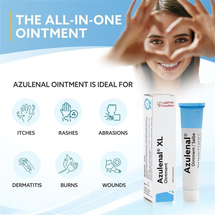 Ointment with Guaiazulene – Itch Relief & Wound Healing Cream for Burns, Cuts, Insect Bites, Hemorrhoids, Anal Fissures, Nappy Rash & Sore Nipples – Soothes Redness, Pain & Itching (50G)
