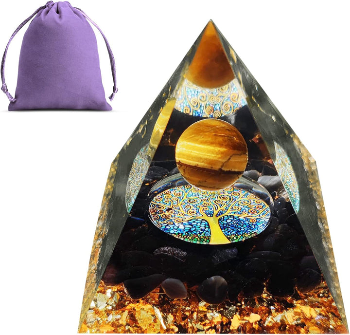 Crystal Pyramid, Moonstone Crystal Ogan Chakra Energy Tower, Positive Energy Generator, Nature Reiki Chakra Crushed Stone Jewelry for Healing Meditation Chakra Balance (Amethyst)