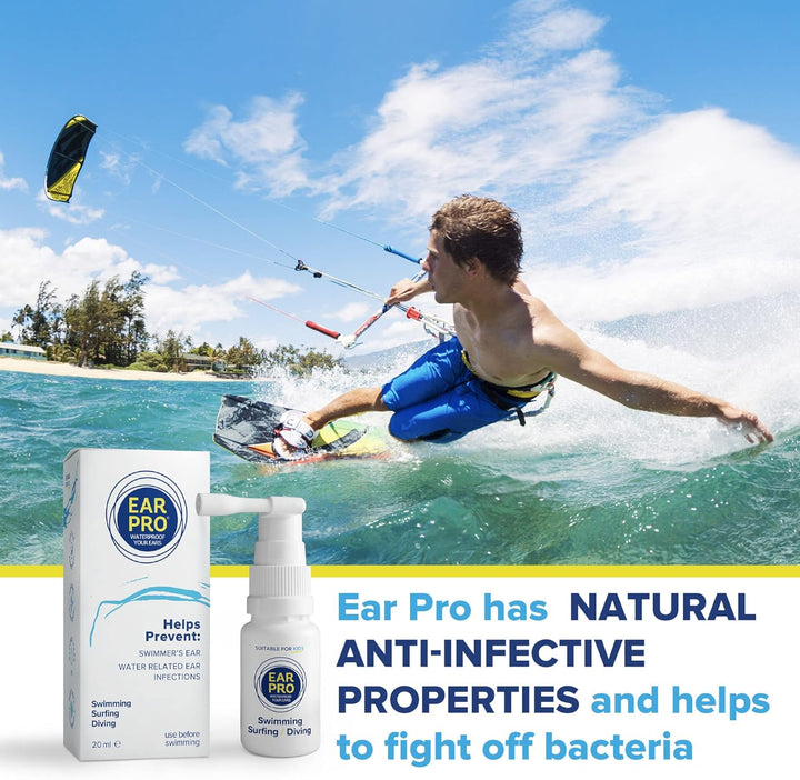 Ear Pro - Natural Swimmers Ear Drops Spray Oil a Hygienic Ear Plugs Replacement That Forms a Seal to Prevent Trapped Water & Infection - Safe to Use Swim Ear Drops for Adults & Kids (200 Uses, 1 Pack)