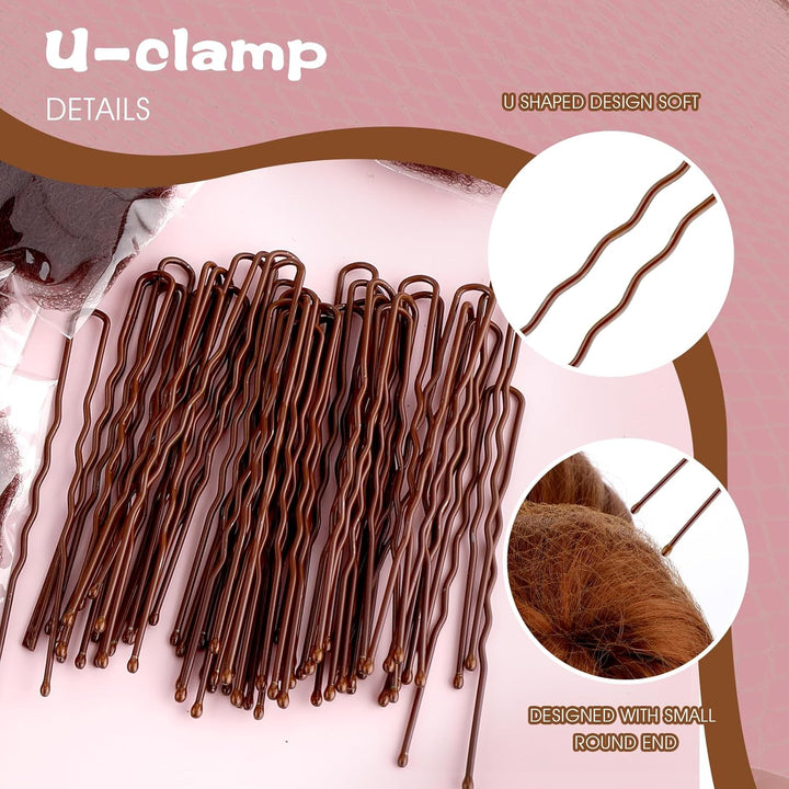 Hair Nets for Buns, Ballet Hair Net, 20 Pcs 50 Cm Individual Package Invisible Hair Nets and 40 Pcs U Shaped Hair Pins Set for Women, Girls, Ballet Dancer, Nurse(Brown)