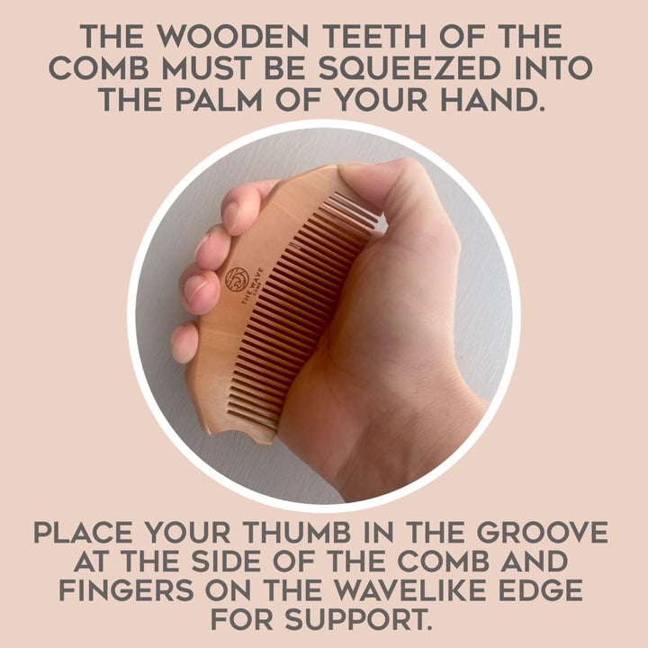 Acupressure Comb - Wave Comb for Pain Management & Anxiety Relief - Peach Wood - Unisex Adults