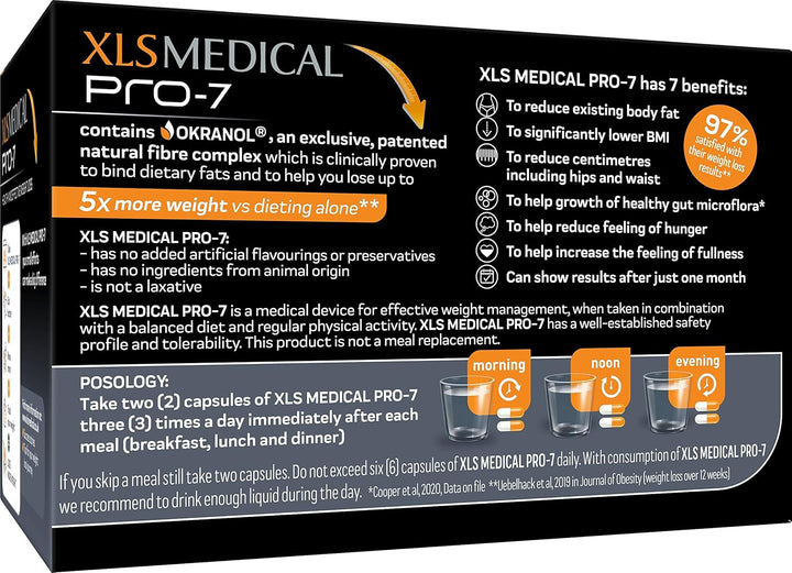 PRO-7 - Weight Loss Pills - up to 5X More Weight Loss versus Dieting Alone, 7 Clinically Proven Benefits - 180 Capsules - 1 Month Supply