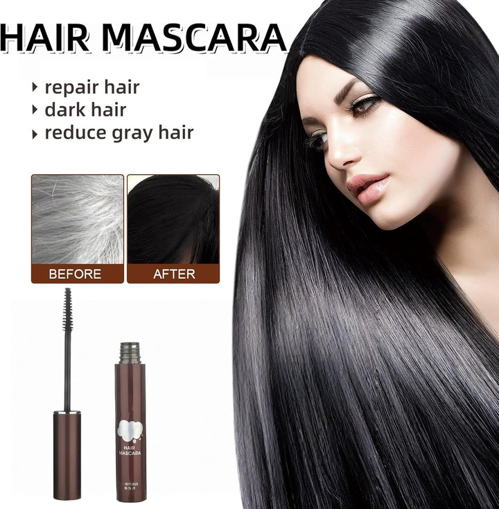 Temporary Root Touch Up,Hair Mascara for Grey Hair,Black Hair Mascara for Grey Hair Cover Up,Root Touch up Stick with Brush,Suitable for Both Men &Women,Quick Dry Gray Root Cover up Smudge(Black)