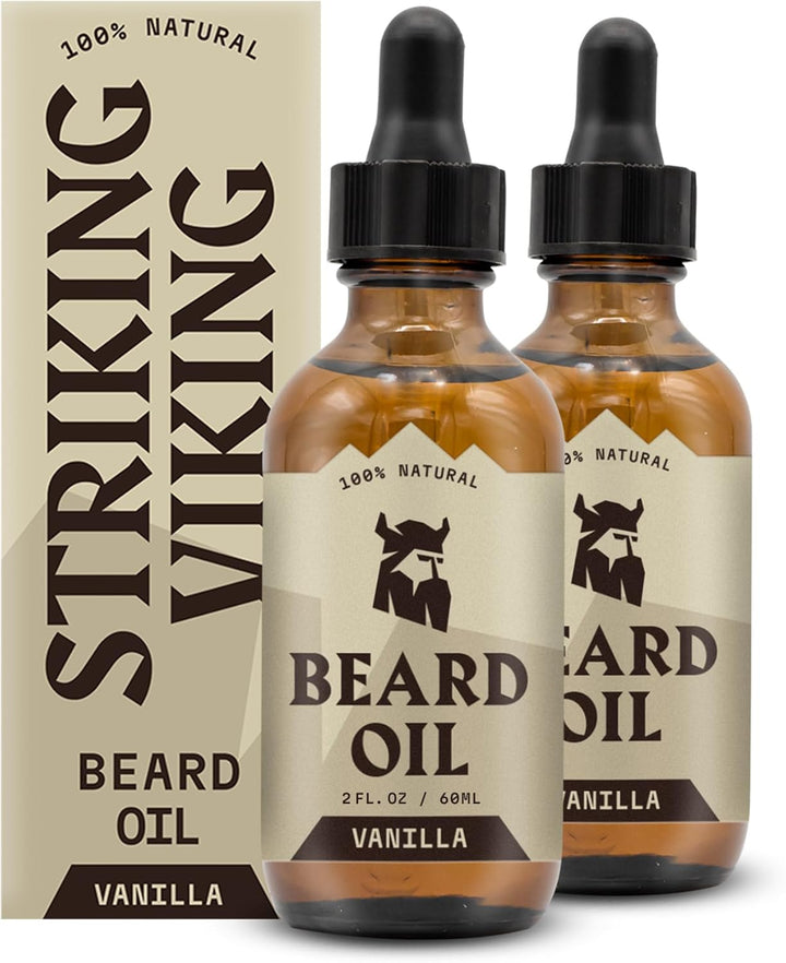 Beard Oil for Men - 60 Ml, Vanilla Scent - Naturally Derived Conditioner with Almond, Tea Tree, Argan & Jojoba Oil for Beard Growth, Softening & Moisturising