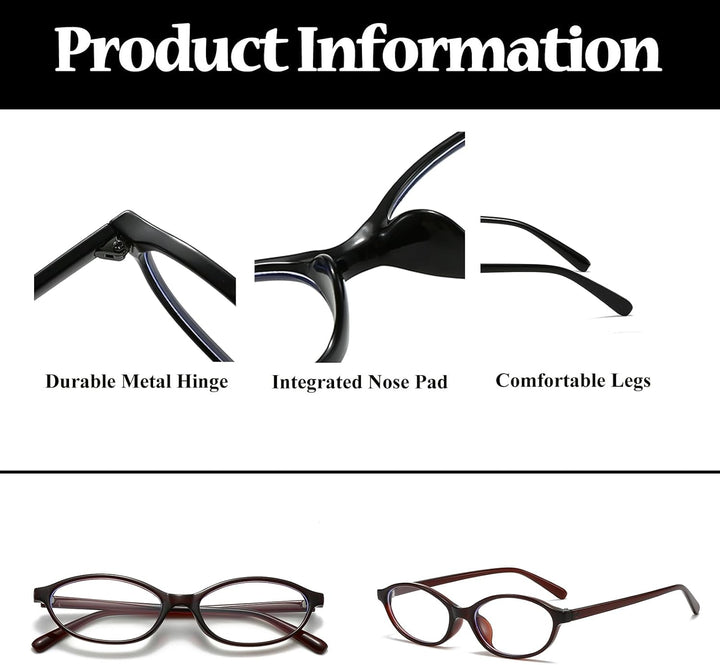 Oval Blue Light Glasses for Women Men Small Cat Eye Frame anti Eye Satrain Headache Eyeglasses Y2K Clear Lens for Computer Gaming Reading