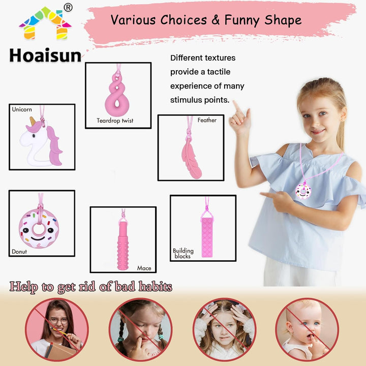 Sensory Chew Necklaces 6 Pack, Chew Toys for Autistic Children with ADHD, SPD, Chewing, Teething or Special Needs, Autism Chew Toys Necklace for Adult Reduce Anxiety Fidgeting