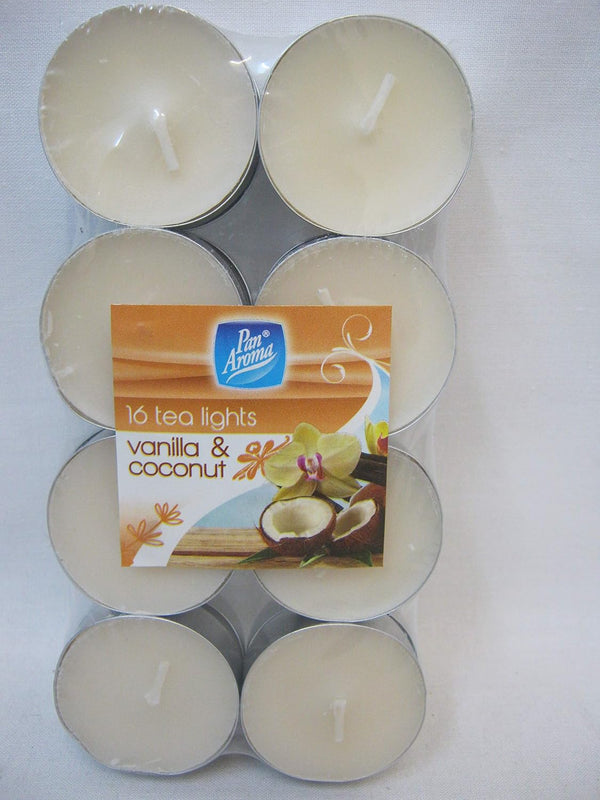 Tea Lights Pack 16 Vanilla and Coconut,8.5*7-10 Cm