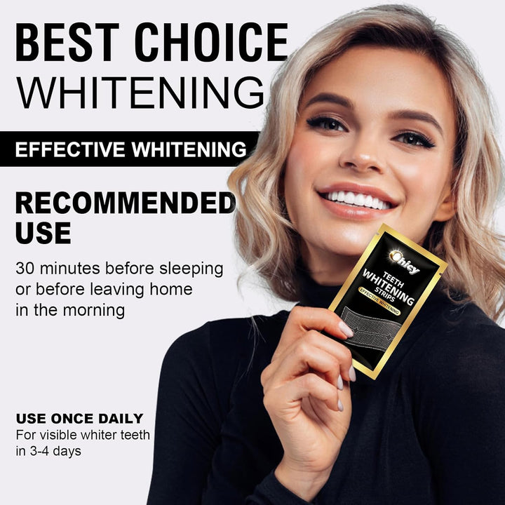 Teeth Whitening Strips 14 Treatments - Enamel-Safe & No-Sensitivity & No-Slip Whitening Strips - Fast Teeth Whitening Result in 7 Days - Whitening Kit for Coffee, Wine Stains Removal, Mint Flavor