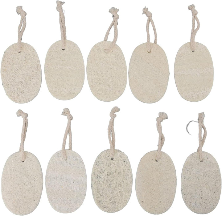 Loofah Dish Scrubber, 10Pcs 3.15X4.72In with Rope High Water Absorption Dishwashing Pad Body Scrubber for Kitchen, Made from Loofah Fibers