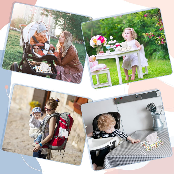 4 Pack Wet Wipe Pouch, Extra Large 10" X 6" Reusable Baby Wipe Case Refillable Wipes Dispenser Travel Container Wipes Bag for Baby and Adult (Colorful)