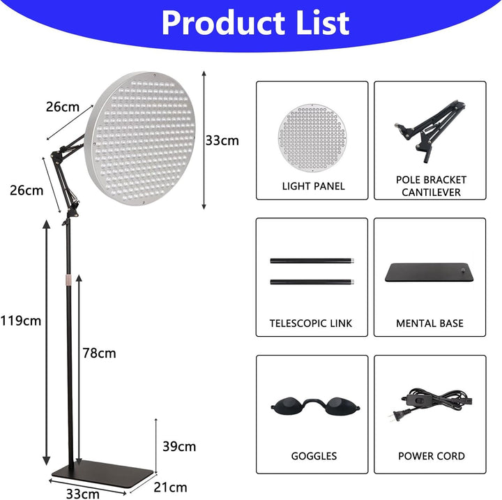 Tanning Lamp, 50W Sun Lamp with 460Nm Blue Light & 250 Leds, Portable Face Tanning Lamp with Adjustable Stand for Body and Face Light Therapy at Home