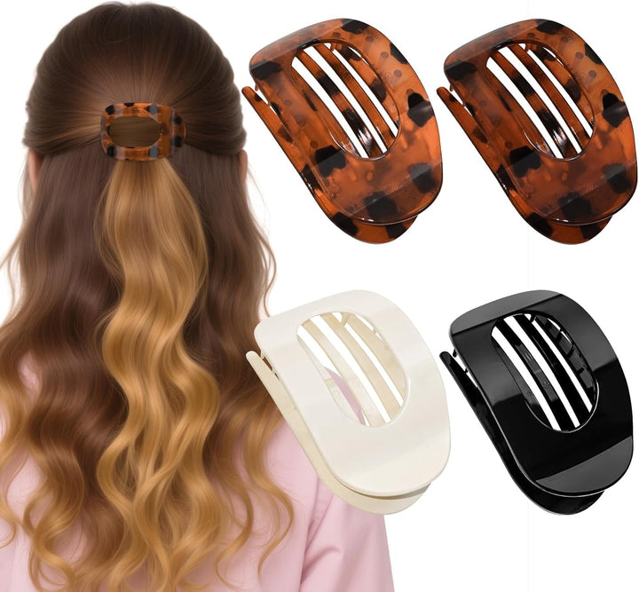 4 Pcs Flat Hair Claw Clips for Women'S Thick Hair, Curved Strong Hold, Non Slip Design for Women and Girls