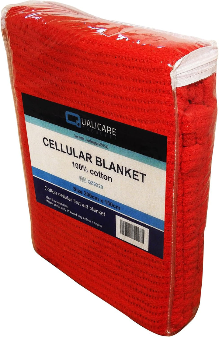 Premium Large 2M X 1.5M Cellular First Aid Medical Red Casualty Cotton Blanket - Single Pack