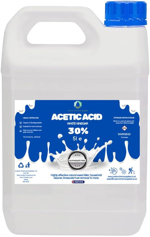 White Vinegar, 30% Acetic Acid, 5L, Industrial Strength Cleaning Solution (1)