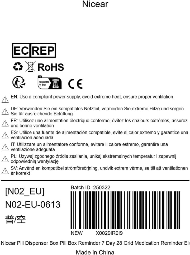 Pill Dispenser Box Pill Box Reminder 7 Day 28 Grid Medication Reminder Electronic Pill Timer for Patients Elderly Travelers