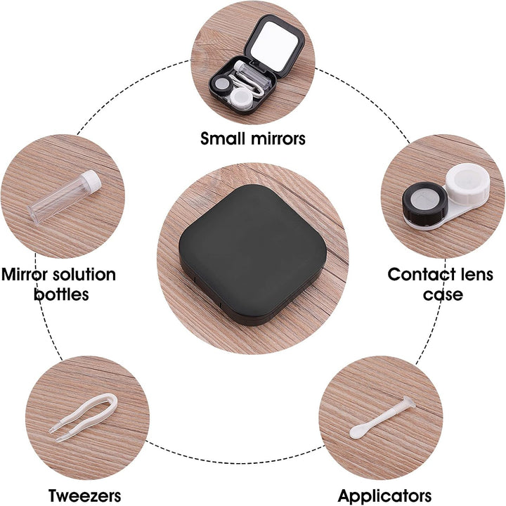 Contact Lens Cases with Mirror, Contact Lens Holder Mini Box Container, Portable Contact Lens Soaking Case with L and R Caps for Travel