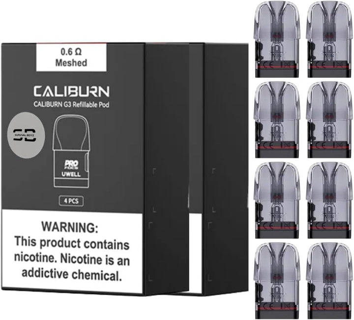 Uwell Caliburn G3 Pods (0.4Ohm) - 4 Pack - Compatible with Caliburn G3 & G4 Range - Available in 0.4,0.6,0.9,1.2Ω - No Nicotine