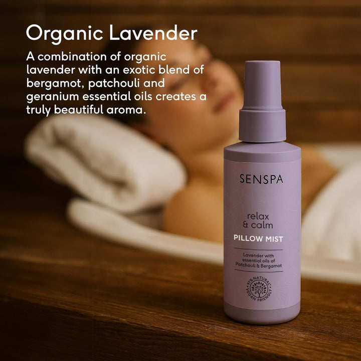 Relax & Calm Lavender Pillow Mist – Peaceful Sleep – Natural Stress Relief – Aromatherapy Spray – Calming Bedtime Scent/Vegan Pillow Spray for Nighttime Routine – 75Ml