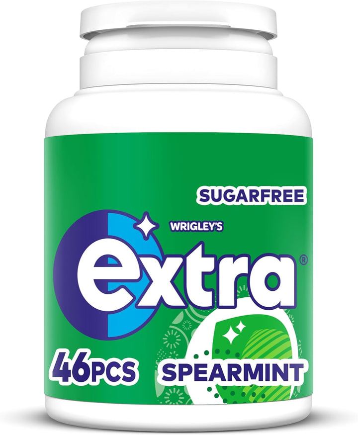 Wrigley'S Extra Chewing Gum, Peppermint Flavour, 46 Pieces, Sugar Free Chewing Gum Bottle with Xylitol