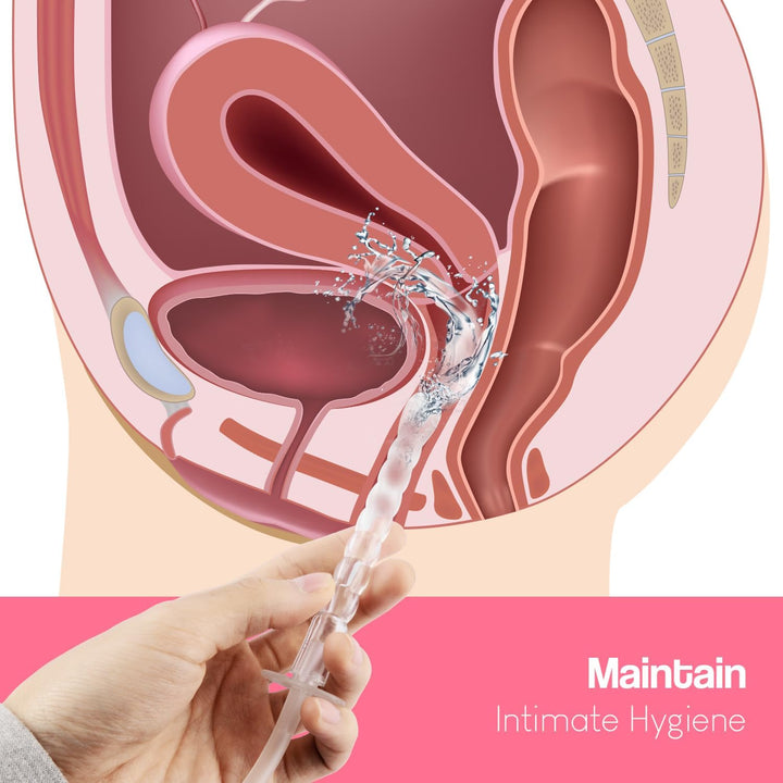 Reusable Vaginal Douche, 300Ml Women Vaginal Cleaning System Anal Douche Portable Kit with 3 Nozzles, Maintain Feminine Hygiene for Daily Care, BPA & PVC Free