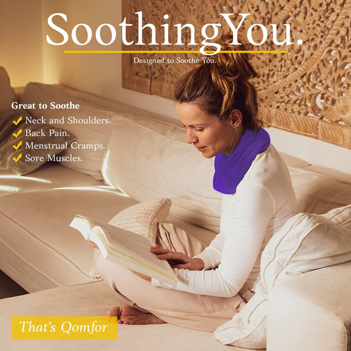 Wheat Bag Microwavable - Moldable Microwavable Heat Pad (48 X 15 Cm) - Fleece, Wheat Filled Microwave Heat Pack - Neck, Shoulder, Back Pain Relief - Reusable & Flexible Heat Pad (Purple)