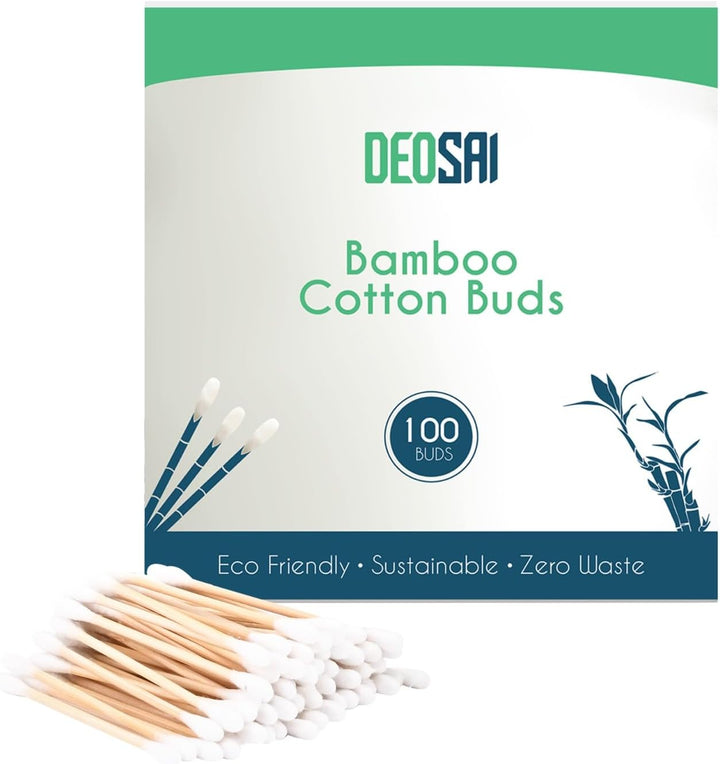 600 Premium Bamboo Cotton Buds, 100% Biodegradable and Plastic Free Ear Buds Cotton, Great Alternative to Plastic Cotton Buds, Swabs and Earbuds (600 Count)