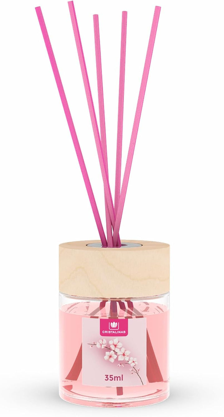 35Ml Cherry Blossom Air Fresheners for Home - Reed Diffusers for Home - Home Fragrance Lasts Upto 8 Weeks - Room Diffuser Sticks with Coloured Fragrance Oil