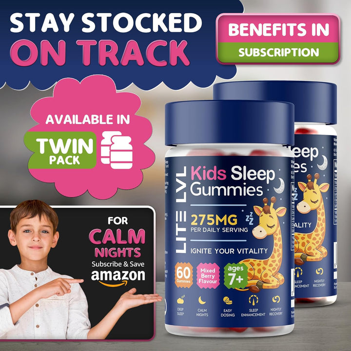 - 60 X Kids Sleep Gummies - Mixed Berry Flavoured Sleep Gummies for Kids